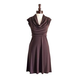 Jessica Simpson Cowl Neck Brown Jersey Dress in Espresso Brown - Size 2